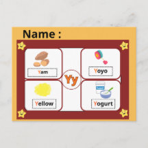 Alphabet Buchstabe Y Lernkarte für Kinder 