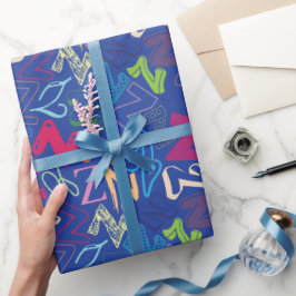 Alphabet Buchstabe Z Geschenkpapier - Blau
