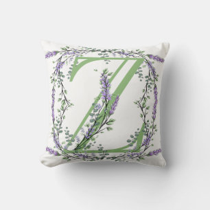 Alphabet Buchstabe Z Lavendel Eukalyptus Aquarell Kissen