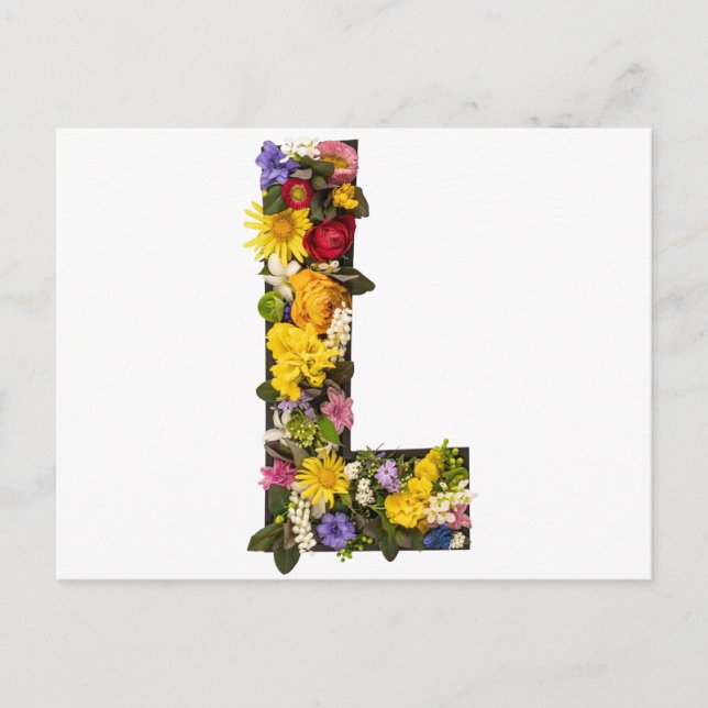 Alphabet Buchstaben Blumen  Postkarte (Vorderseite)