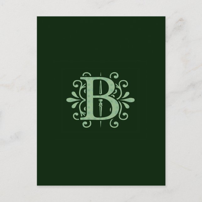 Alphabet-Buchstaben - Buchstabe B - grün Postkarte (Vorderseite)