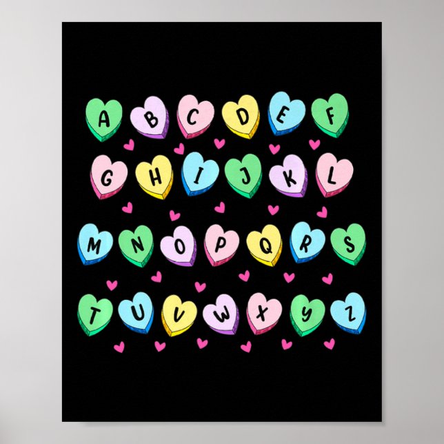Alphabet Candy Heart Love Valentines Day Teacher  Poster (Vorne)