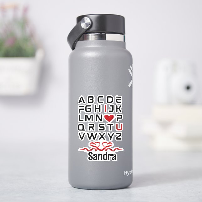 Alphabet Chart I Liebe Sie individuell geschnitten Aufkleber (HydroFlask)