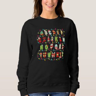 Alphabet Christmas Lights  ABC Alphabet Christmas Sweatshirt