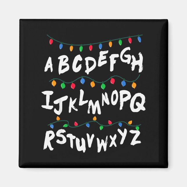 Alphabet Christmas Lights T Shirt Stranger Tee Gif Magnet (Vorne)