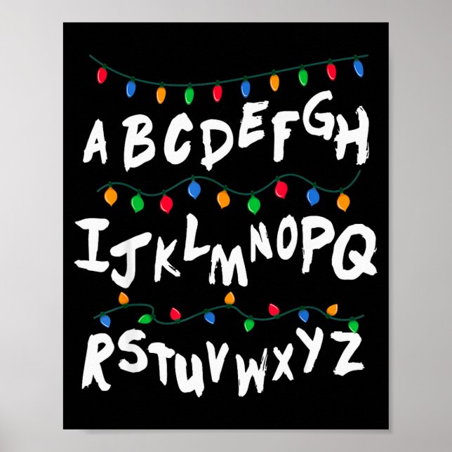Alphabet Christmas Lights T Shirt Stranger Tee Gif Poster (Vorne)
