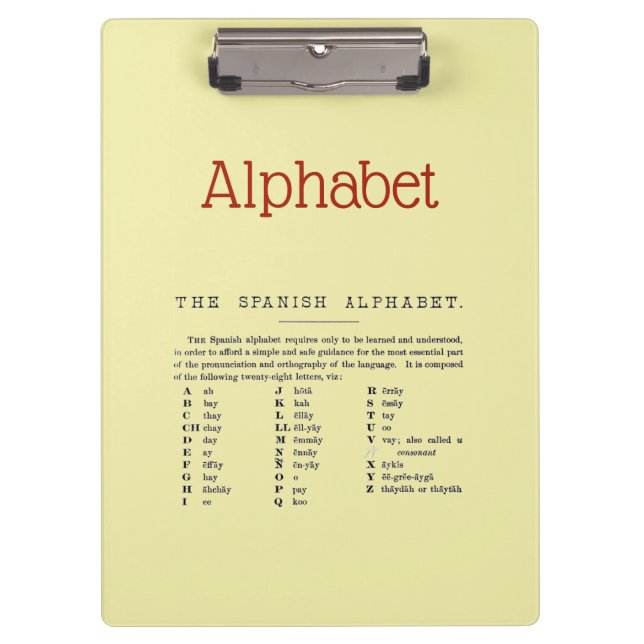 Alphabet Clipboard Klemmbrett (Vorderseite)