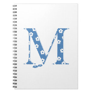 Alphabet der Blume M (blau und Punkte) Notizblock
