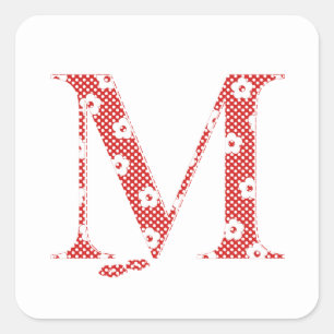 Alphabet der Blume M (rot und Punkte) Aufkleber