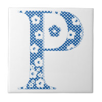 Alphabet der Blume P (blau und Punkte)