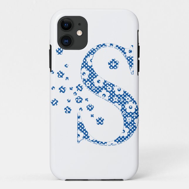 Alphabet der Blume S (blau und Punkte) Case-Mate iPhone Hülle (Rückseite)