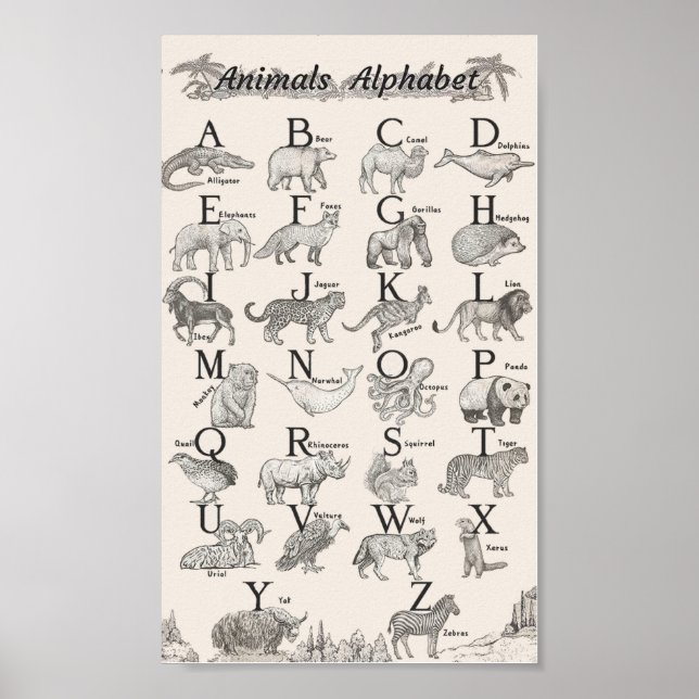 Alphabet der Tiere Poster (Vorne)