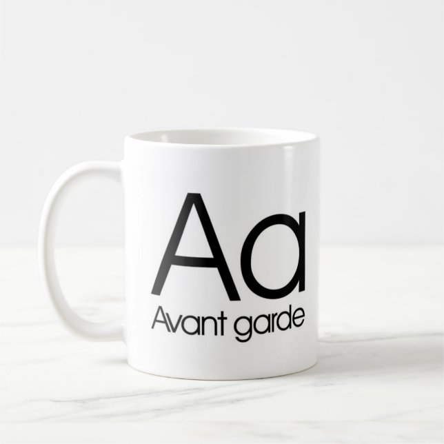 Alphabet der Typografie-Tasse - Avantgarde Tasse (Links)