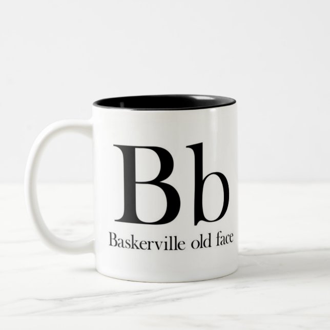 Alphabet der Typografie-Tasse - Baskerville altes Zweifarbige Tasse (Links)