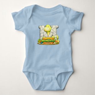 🦕💙 Alphabet Dino “M” Baby Jersey Bodysuit 👶✨ Strampler