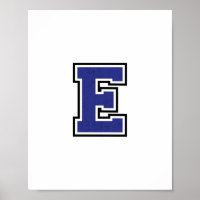 Alphabet E in Blue Color