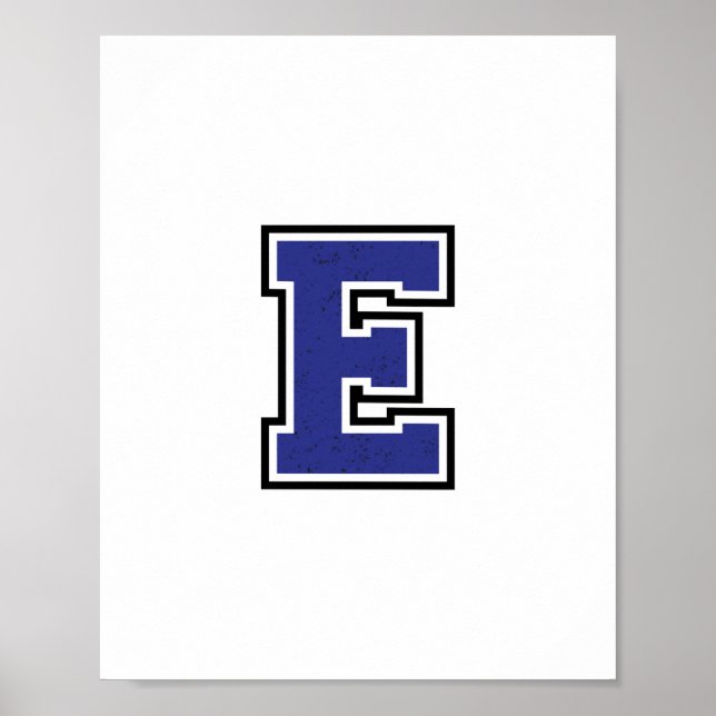 Alphabet E in Blue Color Poster (Vorne)