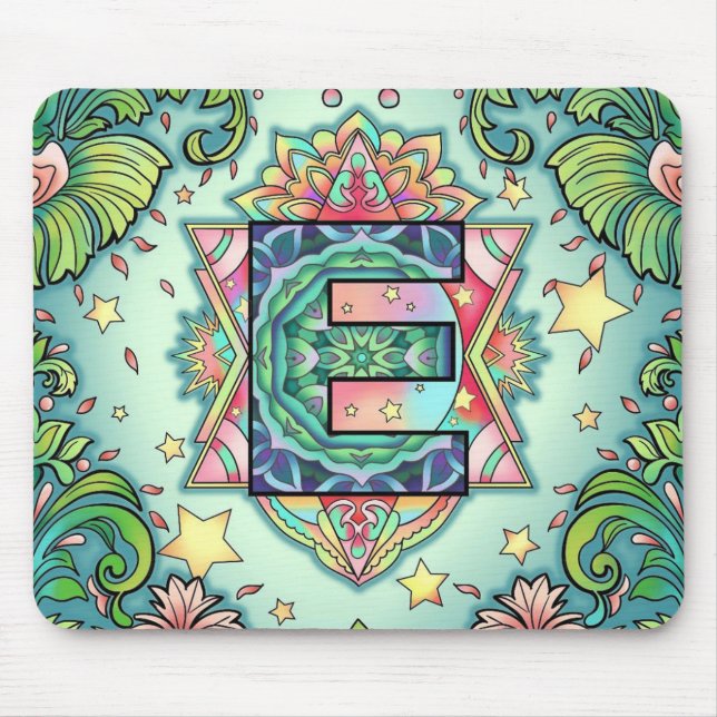 Alphabet E mandala Mousepad (Vorne)