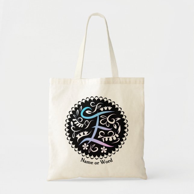 Alphabet E Monogram Handwriting Tragetasche (Vorne)