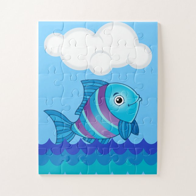 Alphabet F für Fisch-übergroße Puzzlespiel-Stücke Puzzle (Vertikal)