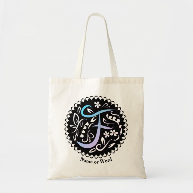 Alphabet F Monogram Handwriting Tragetasche (Vorne)