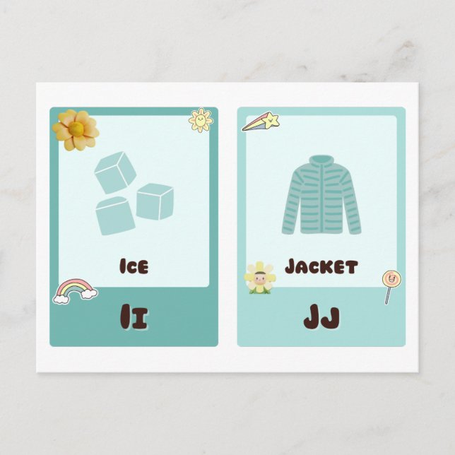 Alphabet-Flashcards, ABC-Bildungskarten I,H,K,L Postkarte (Vorderseite)