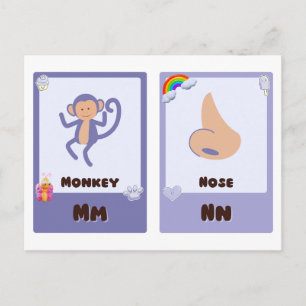 Alphabet-Flashcards, ABC-Bildungskarten M,N,O,P Postkarte
