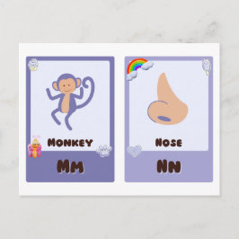 Alphabet-Flashcards, ABC-Bildungskarten M,N,O,P Postkarte