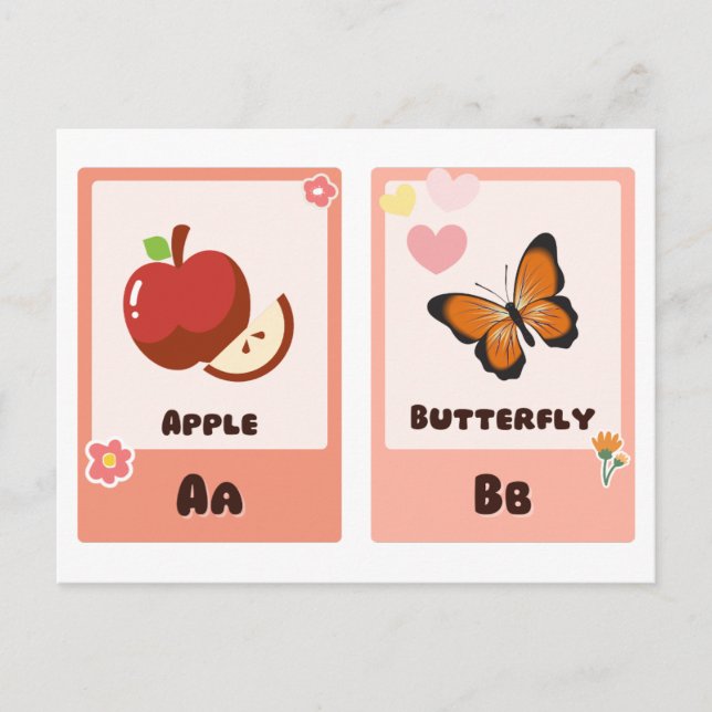 Alphabet Flashcards | ABC Educational Cards "A,B" Postkarte (Vorderseite)