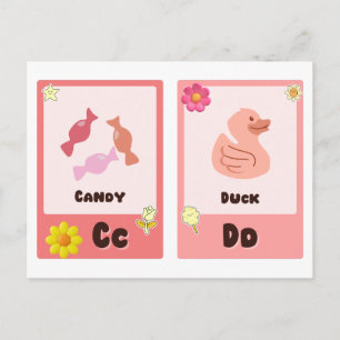 Alphabet Flashcards   ABC-Schulkarten "C,D" Postkarte