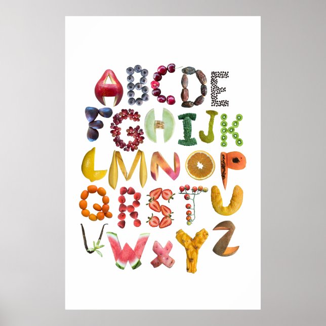 Alphabet Food Art mit ABC-Früchten Poster (Vorne)