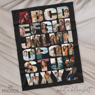 Alphabet-Fotocollage - Schwierigkeitsgrad Schwer Fleecedecke