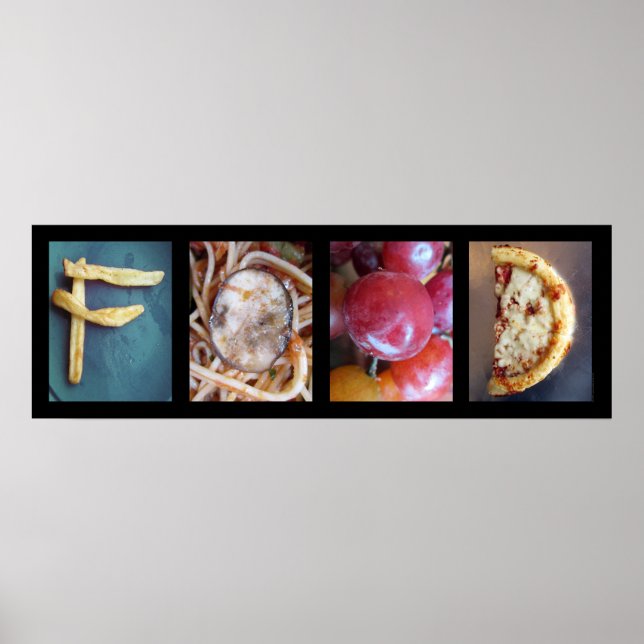 Alphabet Fotografie Collage, FOOD Letter Word Art Poster (Vorne)