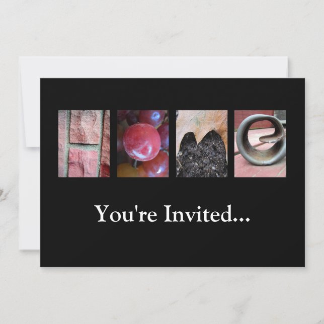 Alphabet Fotografy Collage, ZUHAUSE Letter Word Ar Einladung (Vorderseite)