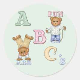 Alphabet Fun Teddy Bears Runder Aufkleber