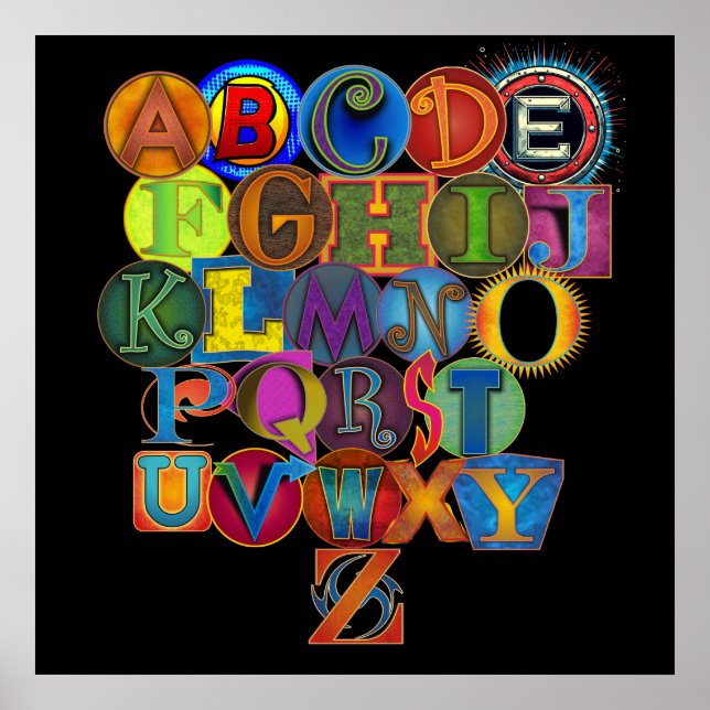 Alphabet für das Kinderzimmer Poster (Vorne)