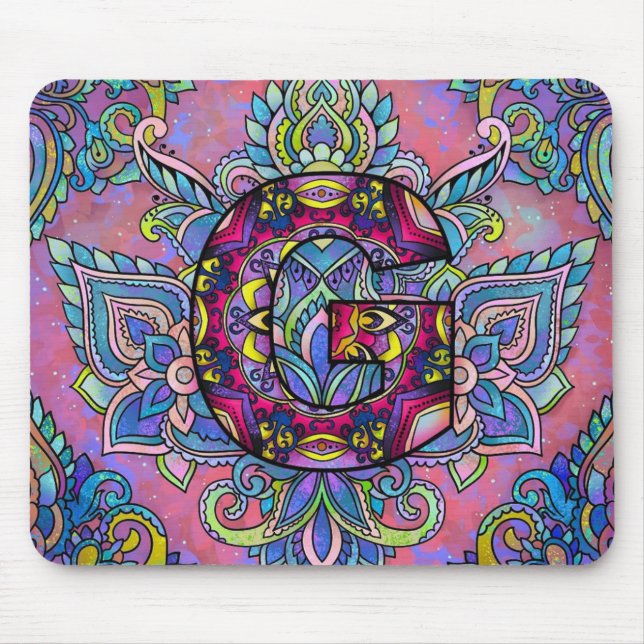 Alphabet G mandala Mousepad (Vorne)