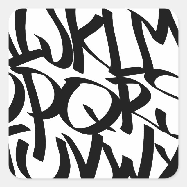 Alphabet-Graffiti Quadratischer Aufkleber (Vorderseite)