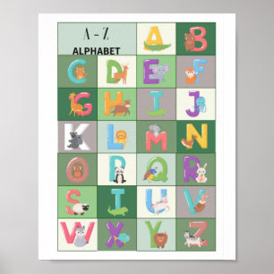 Alphabet Green Poster für das Kinderzimmer