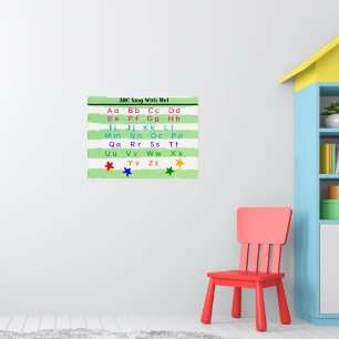 Alphabet Green White Water color Streifen Poster