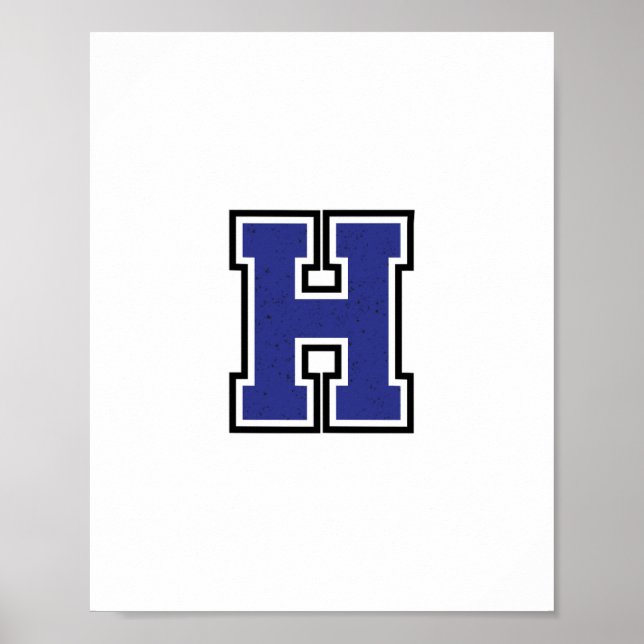 "Alphabet H in Blue Color" Poster (Vorne)