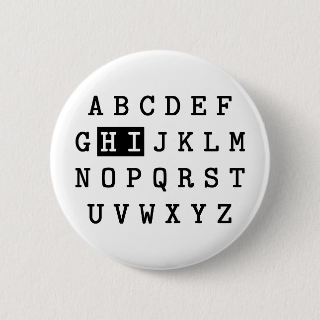 Alphabet hallo button (Vorderseite)
