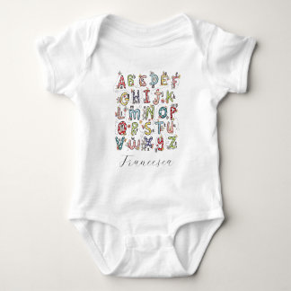 Alphabet Hasen, Schmetterlinge, Feen & Blumen Baby Strampler