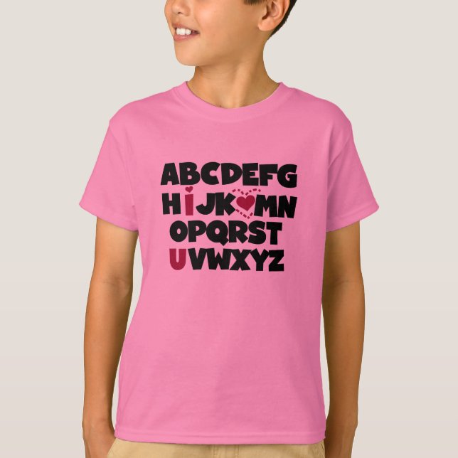 Alphabet I Liebe U T-Shirt (Vorderseite)