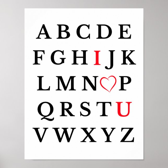 Alphabet I Liebe You Hecht Hauptstadt Letter Kinde Poster (Vorne)