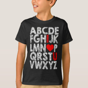 Alphabet I Love You Grafik mit Herz-Hervorhebung V T-Shirt
