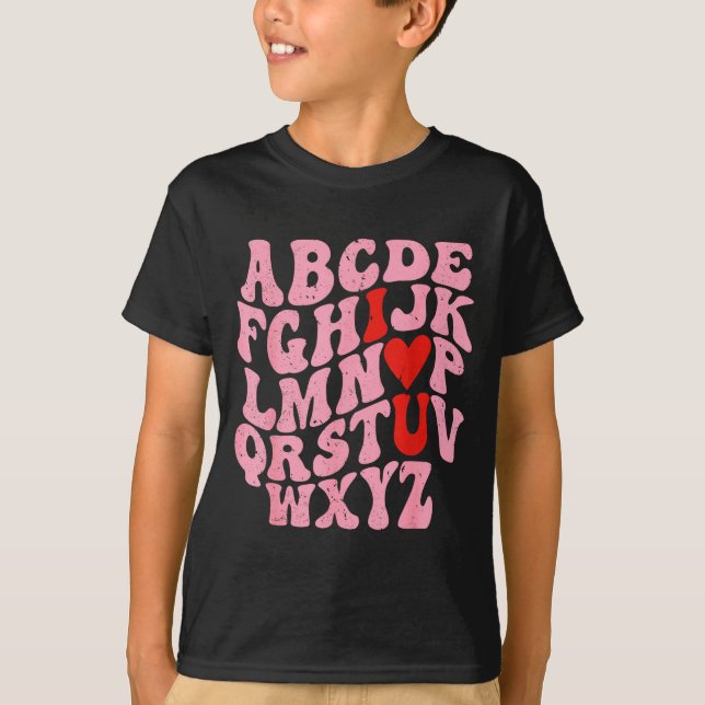 Alphabet I Love You Valentines Day Heart Teacher K T-Shirt (Vorderseite)