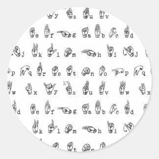 Alphabet in der amerikanischen Gebärdensprache Sch Runder Aufkleber