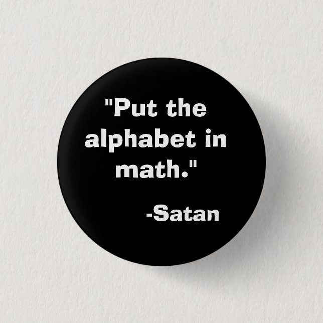 Alphabet in Mathe Satan Button (Vorderseite)