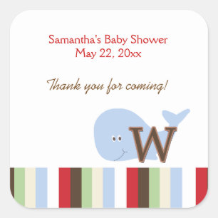 Alphabet-Jungle-Suppe (Whale) SQUARE Gefälligkeits Quadratischer Aufkleber